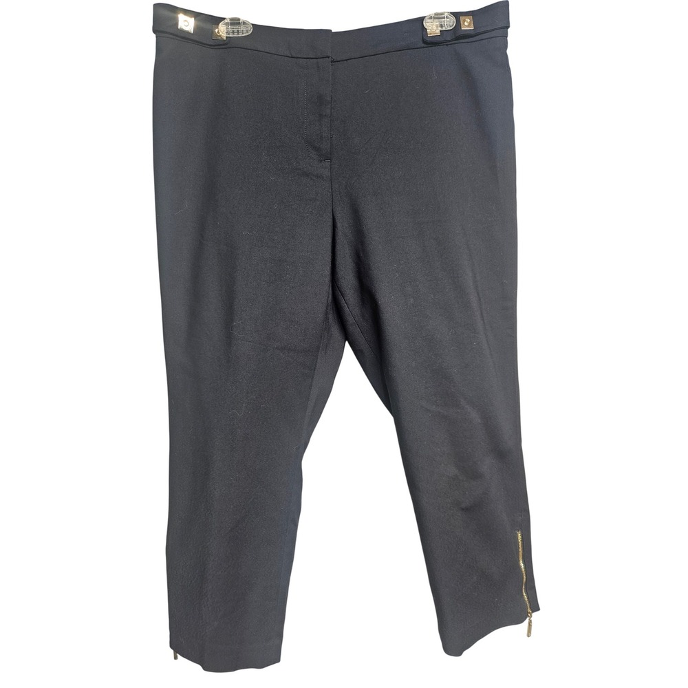 Ivanka Trump Womens Navy Blue Ankle Pants Gold Zip Hem Size 14 Tapered Trousers